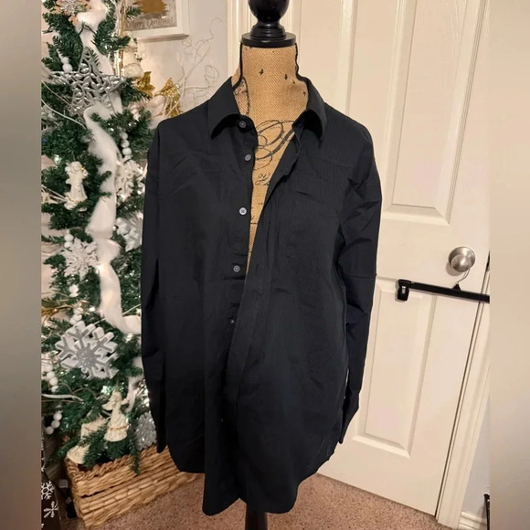 Croft and barrow men’s large black dress shirt button down long sleeve - Picture 1 of 6